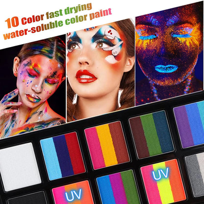 26 Color Body Face Painting Kit with Brush UV Fluorescent Face Makeup Palette,Halloween Carnival Artist Cosplay Art Party Makeup