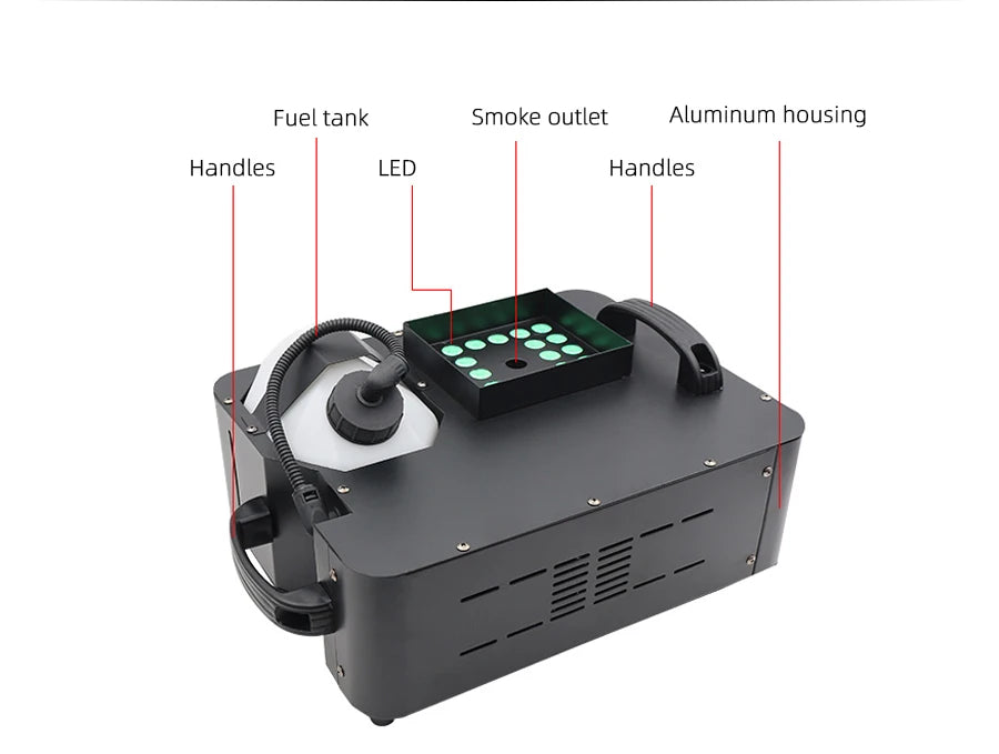 1500W Fog Smoke Machine DMX RGB 24LED Stage Light Effect Vertical Sprayer Remote