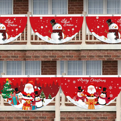 Christmas Fan-shaped Flag Banner Christmas Decor for Home 2024 Christmas Ornament Xmas Navidad Natal Noel Gifts New Year 2025