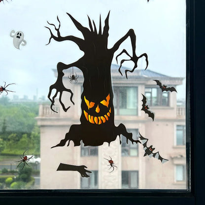 3Sheets Halloween Bat Ghost Tree Pumpkin DIY Glass Sticker Haunted House Electrostatic Stickers Supplies Home Party Window Decor