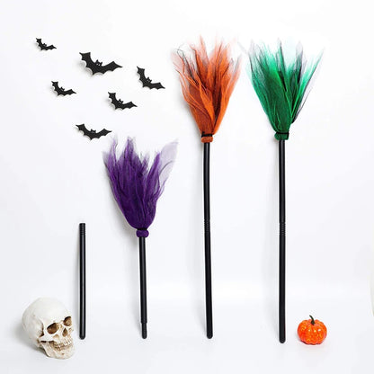 1PC 90*15cm Halloween Party Witch Broom Kids Plastic Cosplay Flying Broomstick Props For Masquerade Halloween Cosplay